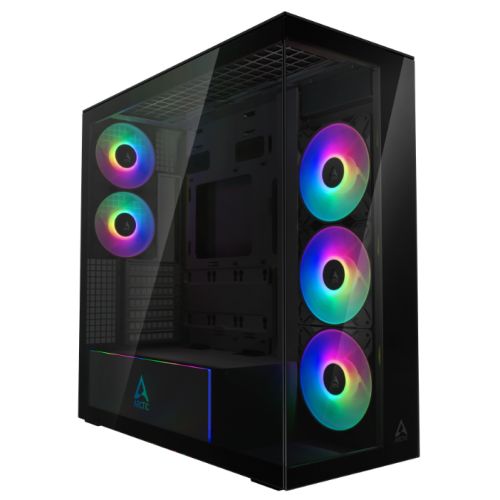 Arctic Xtender (Mirror Black) Case w/ Mirror Glass Side and Front, E-ATX, 5x ARGB Fans, ARGB PSU Shroud, Mesh Airflow, USB-C 10Gbps