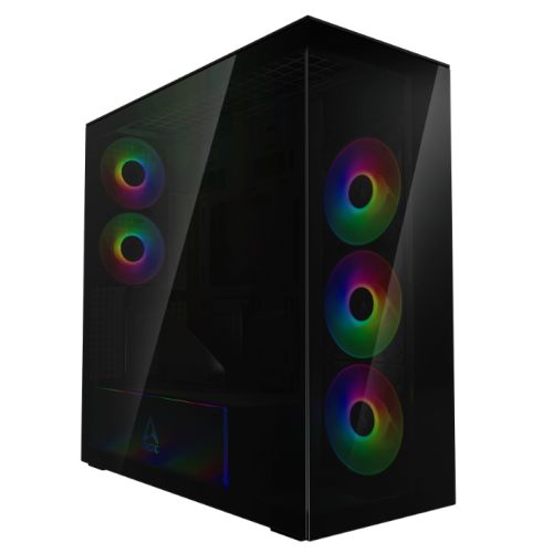 Arctic Xtender (VG Black) Case w/ Tinted Glass Side and Front, E-ATX, 5x ARGB Fans, ARGB PSU Shroud, Mesh Airflow, GPU Vertical Mount, USB-C 10Gbps